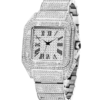 MISSFOX Ice Out Square Herrenuhr | 18K Gold Nano-Vakuum-Beschichtung | Schweizer Quarz-Uhrwerk | Vollbesetzt mit Lab-Diamanten | Edelstahl-Gehäuse | Wasserdicht 3 ATM