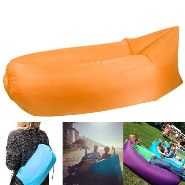 Aufblasbares Lounger Polyestergewebe Kompressionsluftkissentsofa für Strand / Reisen / Gastgewerbe / Angeln, Größe: 185cm x 75cm x 50cm, Normale Qualität (Orange)