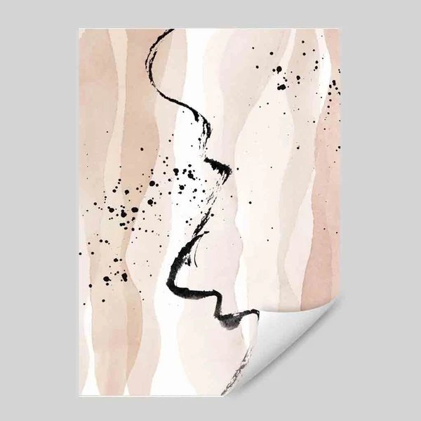 Abstrakte Landschaft in Beige und Schwarz Nr. 3 Kunstdruck Hover Image