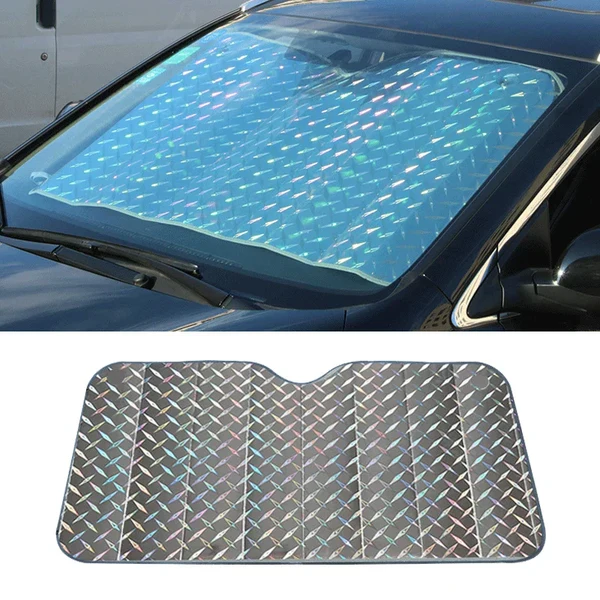 SOLVEX Auto-Sonnenblende | UV-Schutz & Hitzeschutz für Front- und Heckscheibe | Alufolie reflektierend | Universell passend Hover Image