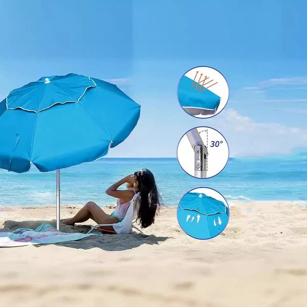 Damen Strandsonnenschirm mit stabiler Bodenverankerung Hover Image