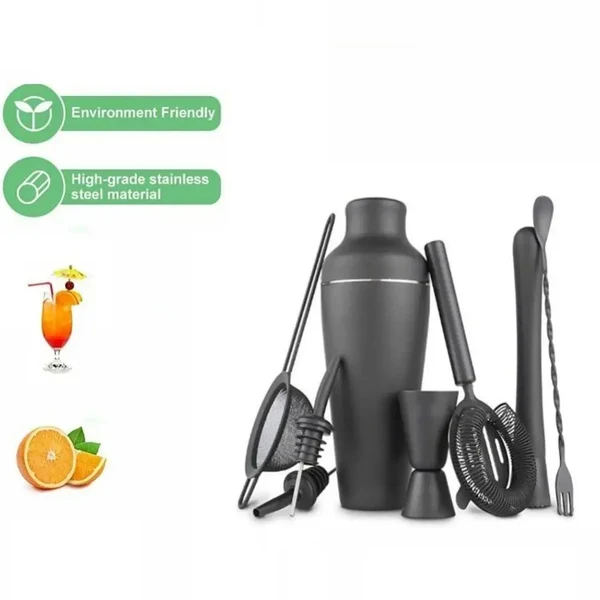 8-teiliger Premium-Matte Schwarz Cocktailshaker Set – Home Bar Essential Hover Image