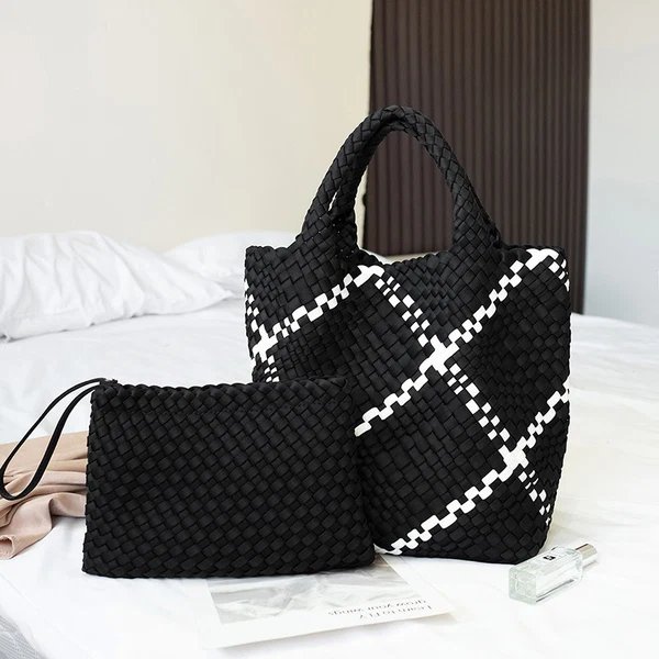 Geflochtene Handtasche mit Abnehmbarer Clutch