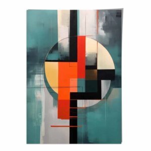 Abstrakte Formen Kunstdruck Türkis Rot und Grau Nr. 1