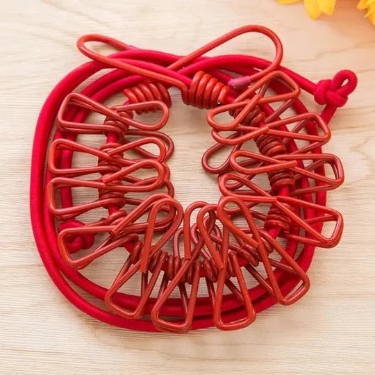 12 Clips Elastische Wäscheleine