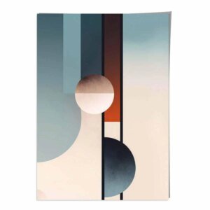 Abstrakte Formen Kunstdruck Marineblau, Orange und Beige Nr. 2