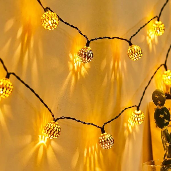 Marokkanischer Stil Wasserfeste Solar Lichterkette - SunGlow Strings Hover Image
