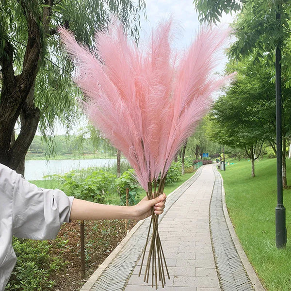 5 Stück 100 cm künstlicher Pampasgras-Trockenblumenstrauß, Dekoration für Hochzeiten, Partys, Zuhause, Zimmer, DIY-Kunstpflanzen-Dekorationszubehör Hover Image
