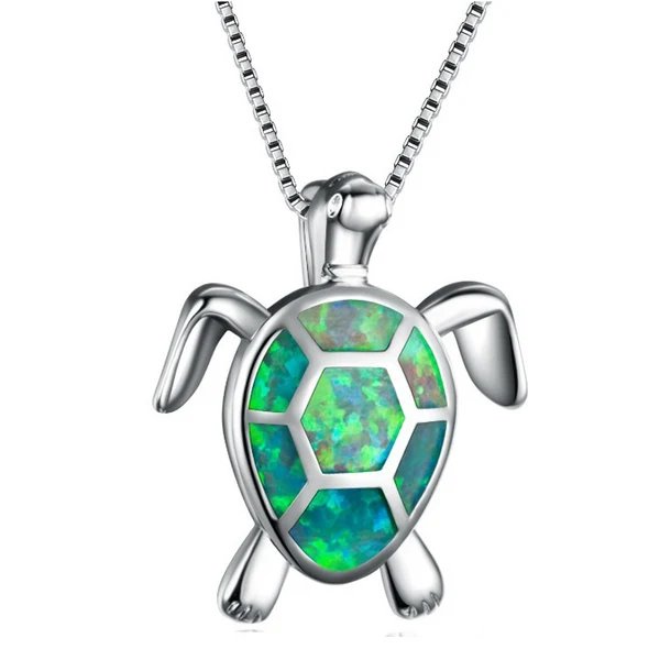 Halskette aus blauem Opal mit Meeresschildkröte