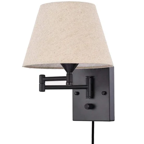 Schwenkbare Wandlampe mit Stoffschirm - Verstellbare LED-Wandlampe für Schlafzimmer & Wohnzimmer