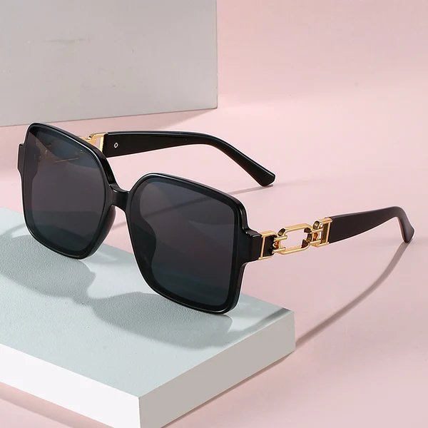 Damen stilvolle quadratische Sonnenbrille mit luxuriösem Schanierdesign