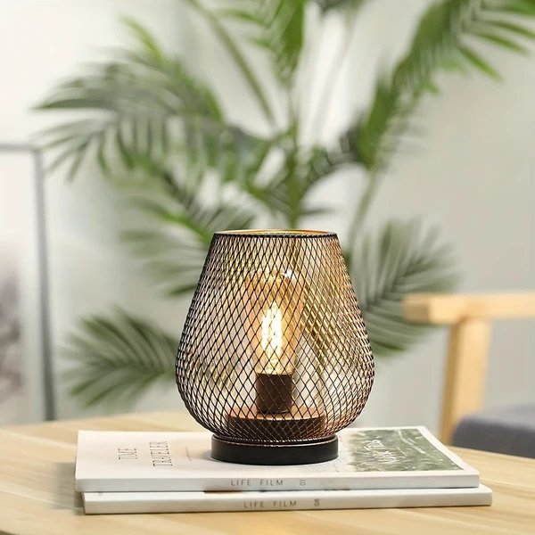 Atmosphärische Tischlampen | Warmes Licht im Metallgitter-Design | 2er-Set Hover Image