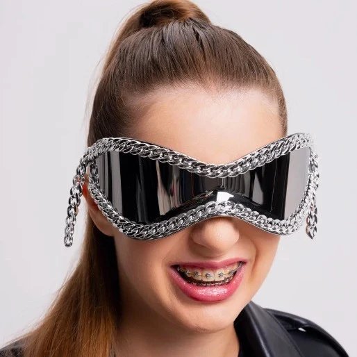Damen modische Sonnenbrille mit Kettenrahmen