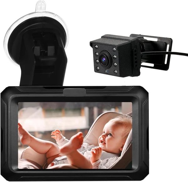 Baby-Autospiegel mit 1080P-Kamera und 4,3-Zoll-Bildschirm – Solvian