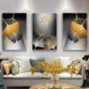 Goldenes Tropisches Blatt Abstrakt - Leinwand Wandkunst Gemälde