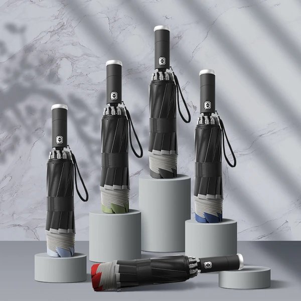 Damen automatischer Regenschirm mit umkehrbarem Design und hohen Sicherheitsstandards