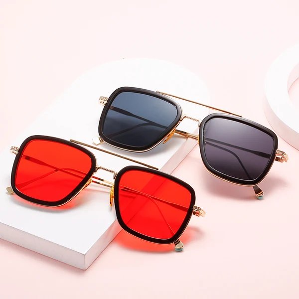 Damen modische quadratische Sonnenbrille mit luxuriösem Metallrahmen