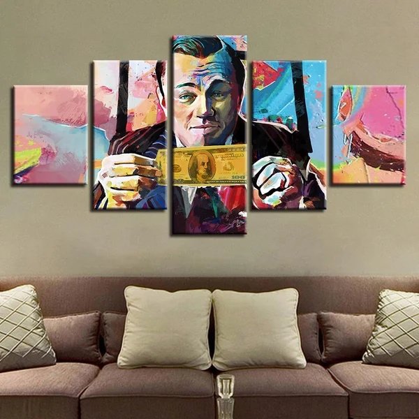 Wolf of Wall Street – 5-teiliges Leinwandbild | Farbenfrohe Dekoration für Ihr Zuhause oder Büro Hover Image
