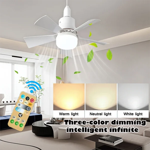 30W E27 Deckenventilator Licht mit Fernbedienung - LED Dimmfunktion, intelligenter leiser Ventilator für Schlafzimmer & Wohnzimmer