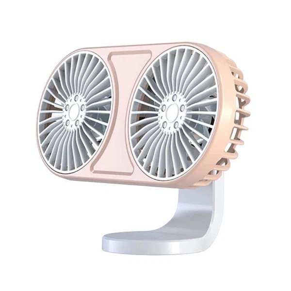 360° drehbarer Dual-Head USB Auto-Ventilator mit Ambientebeleuchtung