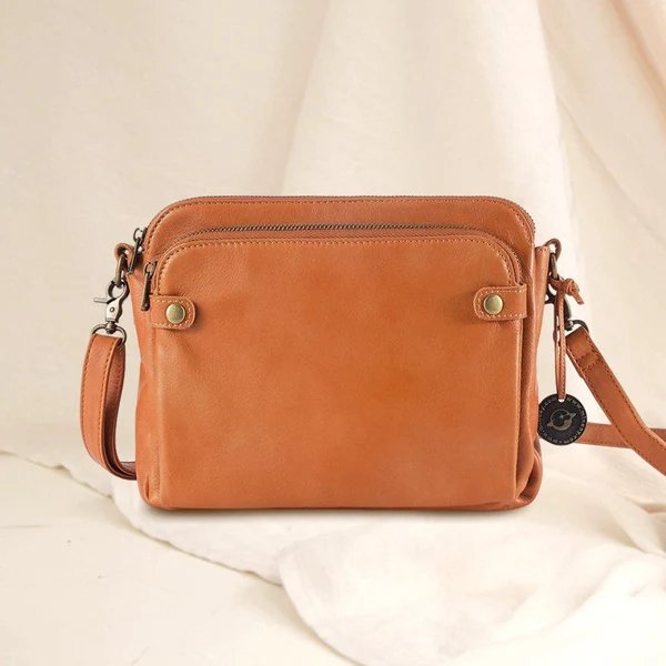 Dreilagige Leder-Umhängetasche, Schultertasche & Clutch