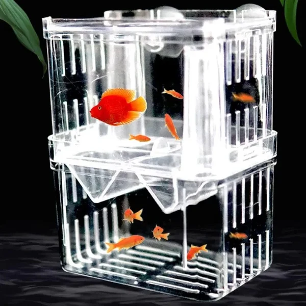 S/L/XL Aquarium-Acryl-Doppel-Deck-Klar-Fisch-Zucht-Isolationsbox Aquarium-Züchter Fisch-Brutkasten-Trenner Garnelen Fisch-Verletzt