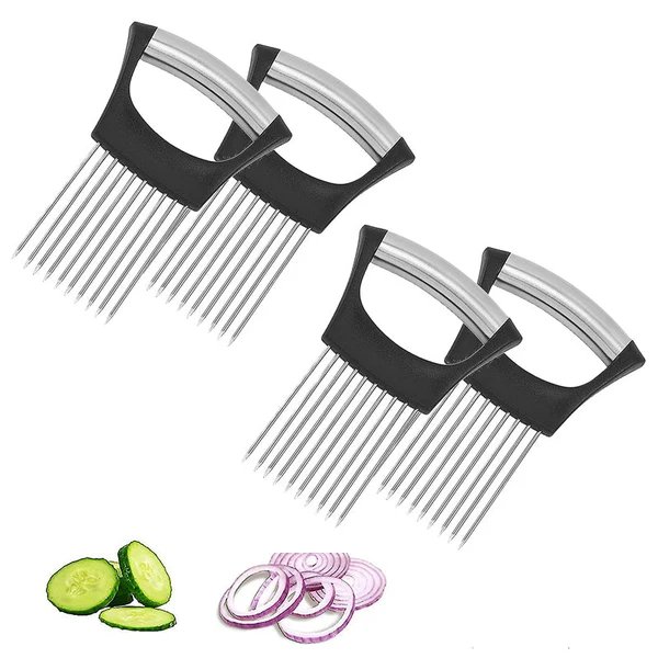 Edelstahl Zwiebel Cutter Halter, Lebensmittel Schneider Assistent Tomatenschneider Halter