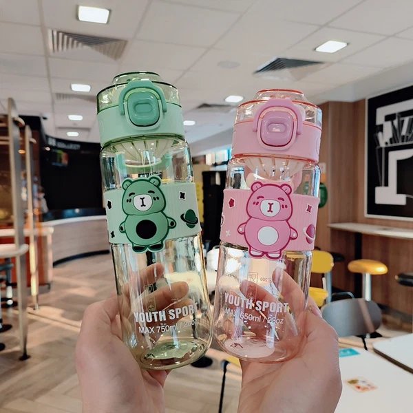 Damen Verspielte Wasserflasche mit Gummihandgriff