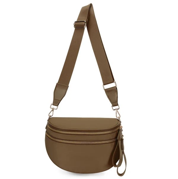 Damen Hochwertige Crossbody-Handtasche mit doppeltem Reißverschluss