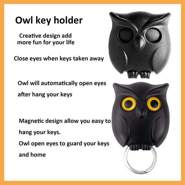🦉Der Schlüsselguard ist eine zuverlässige Eule - süßer Nacht-Eulen-Schlüsselhalter mit automatischen Augenöffnen- und -schließen Hover Image