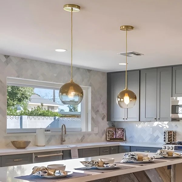 Industrielle Glas-Pendelleuchte mit LED – Modern & Dekorativ | Ideal für Küchen, Esszimmer & Bars