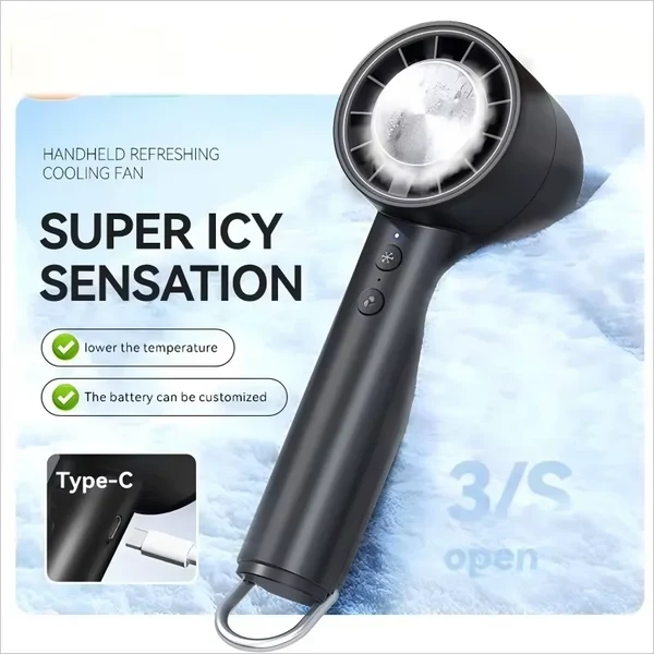 Stiller Hochgeschwindigkeits-USB-Handventilator – Tragbarer kleiner Ventilator mit LED-Display, hoher Windkraft und Kühlschrankfunktion