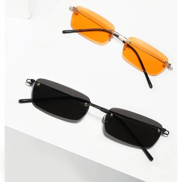 Damen stilvolle Rechteck-Sonnenbrille mit hochwertigem Metallrahmen