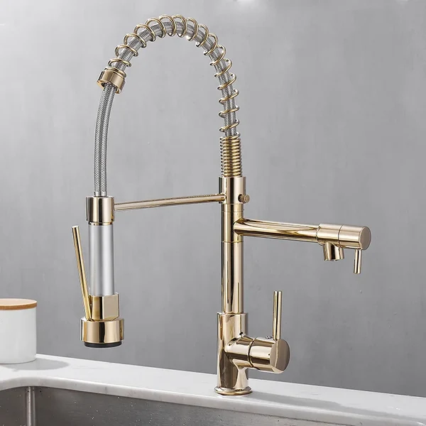 Wasserhahn mit Doppeltem Auslauf – Hochwertiger Wasserhahn für Flexibles Spülen, Einfache Installation, Ideal für Moderne Küchen, Schwenkbar und Robust