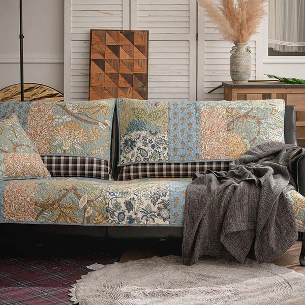 Europäische florale Baumwollsofa-Abdeckung Schutzhülle rutschfest