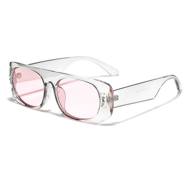 Damen modische Sonnenbrille mit transparentem und geometrischem Rahmen