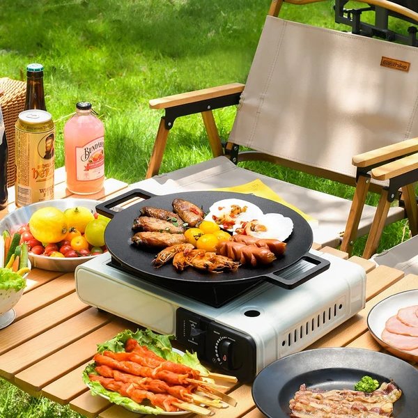 Antihaft-Bratpfanne Outdoor Gusseisen BBQ Platte Camping Grillpfanne Hover Image