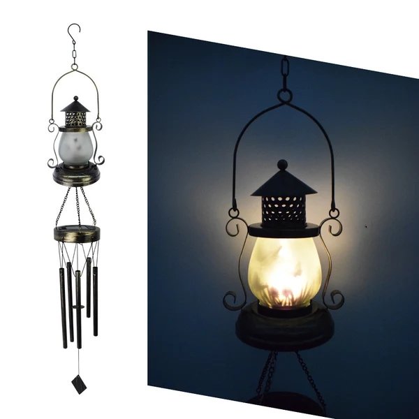 Zeitgenössische skandinavische Solar wasserdichte ovale Scheibe Dreieck Windspiel Eisen Glas Kunststoff LED Außenlicht für Außenpatio