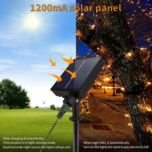 Solar Lichterkette 100M LumiSol ProLine | 8 Modi | IP65 wasserdicht | Extra helle LEDs | Fernbedienung & schnelles Laden | Für Garten, Hochzeit & Weihnachten