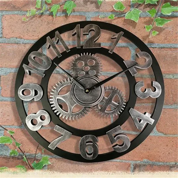 Große Vintage Wanduhr im europäischen Holzdesign – Dekorative Uhr mit römischen Ziffern