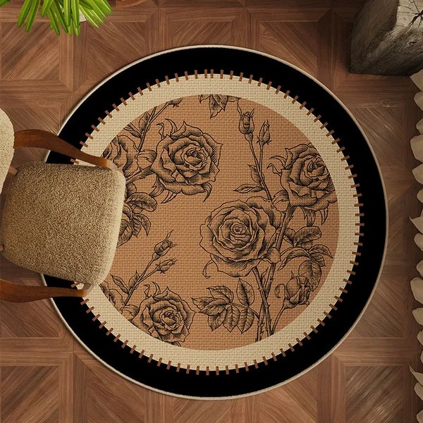 Eleganter Floral Rundteppich