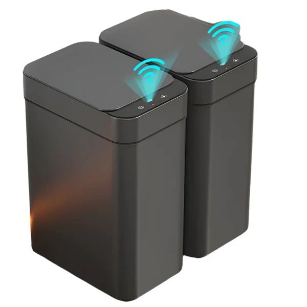 Set von 2 Smart Sensor Mülleimer – Berührungslos und kompakt (Schwarz)