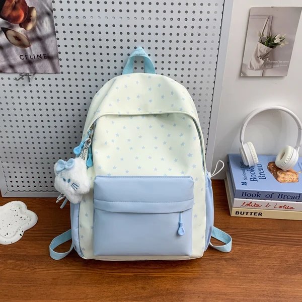 Alltagsrucksack mit Verspieltem Sternen-Design und Zusätzlicher Fronttasche Hover Image