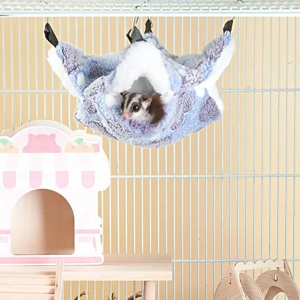Hamsterhängematte Kleintierhängesitz Doppel Warm Verdickt Honeybug Gleitbeutelmull Meerschweinchenhängematte Haustierkäfigzubehör