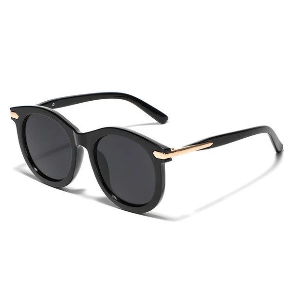Damen modische Sonnenbrille mit transparentem Rahmen und goldenen Akzenten