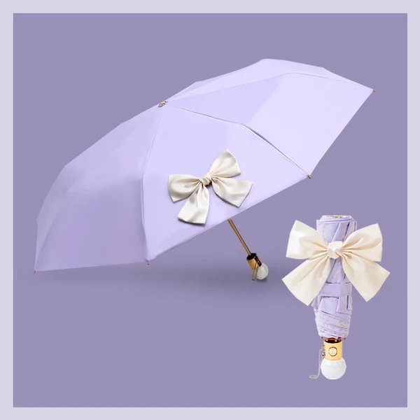 Damen Faltbarer Regenschirm mit eleganter Schleifenverzierung Hover Image