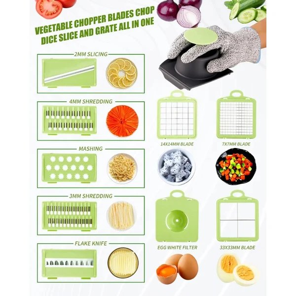 9 in 1 Küchenschnittgemüse Schneider Slicer Dicer Cutter mit Behälter Hover Image