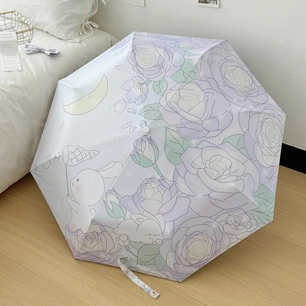 Damen Faltbarer Regenschirm mit floralem Minimalismus