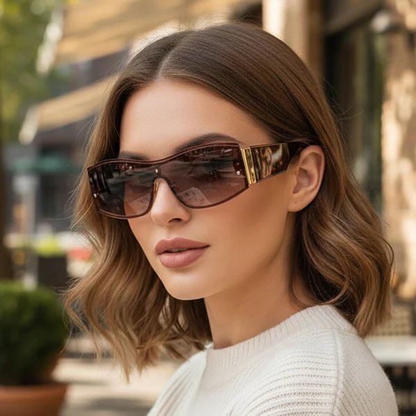 Damen modische Sonnenbrille mit markantem Rahmen und hohem UV-Schutz
