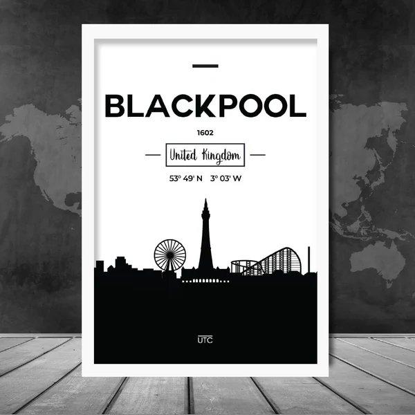 Blackpool Stadtsilhouette Stadtansicht Drucken
